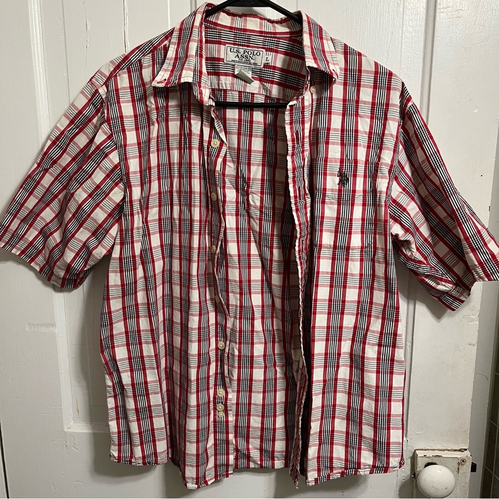 ⚡️ U.S. Polo Assn. Red and White Plaid Boy’s Shirt